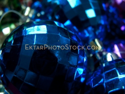 Blue Christmas balls closeup
