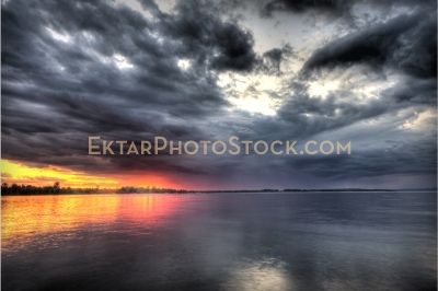 Dramatic sunset over Crystal Bay near Ottawa