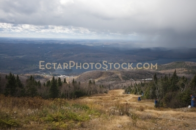 Mont Tremblant lake and snow making towers