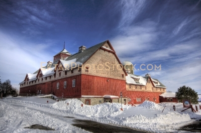 Old building of experimental farm at winter