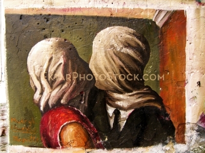 Paint on a wall - blind kiss 