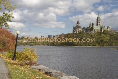 Parliament building fall view from bike part gatineau side of th