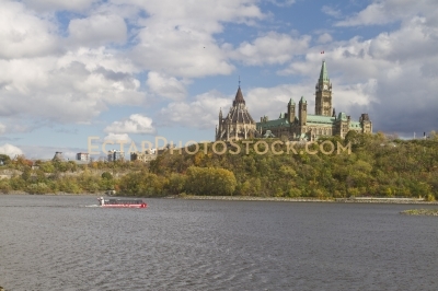Parliament building fall view from bike part gatineau side of th