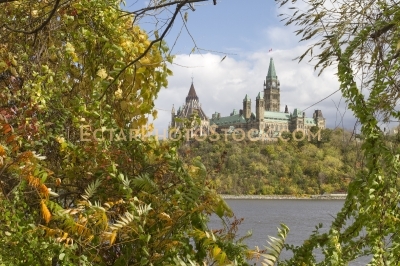 Parliament building fall view from bike part gatineau side of th