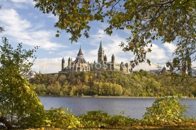 Parliament building fall view from bike part gatineau side of th
