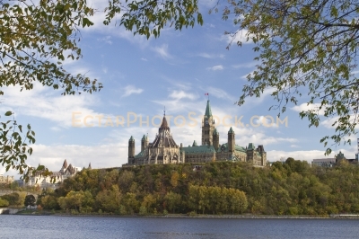 Parliament building fall view from bike part gatineau side of th