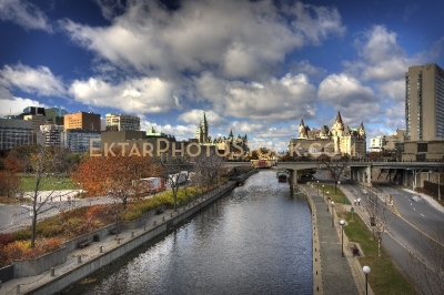 Rideau Canal Autumn View in Downtown Ottawa