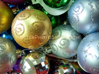 Yellow silver sparkly Christmas balls